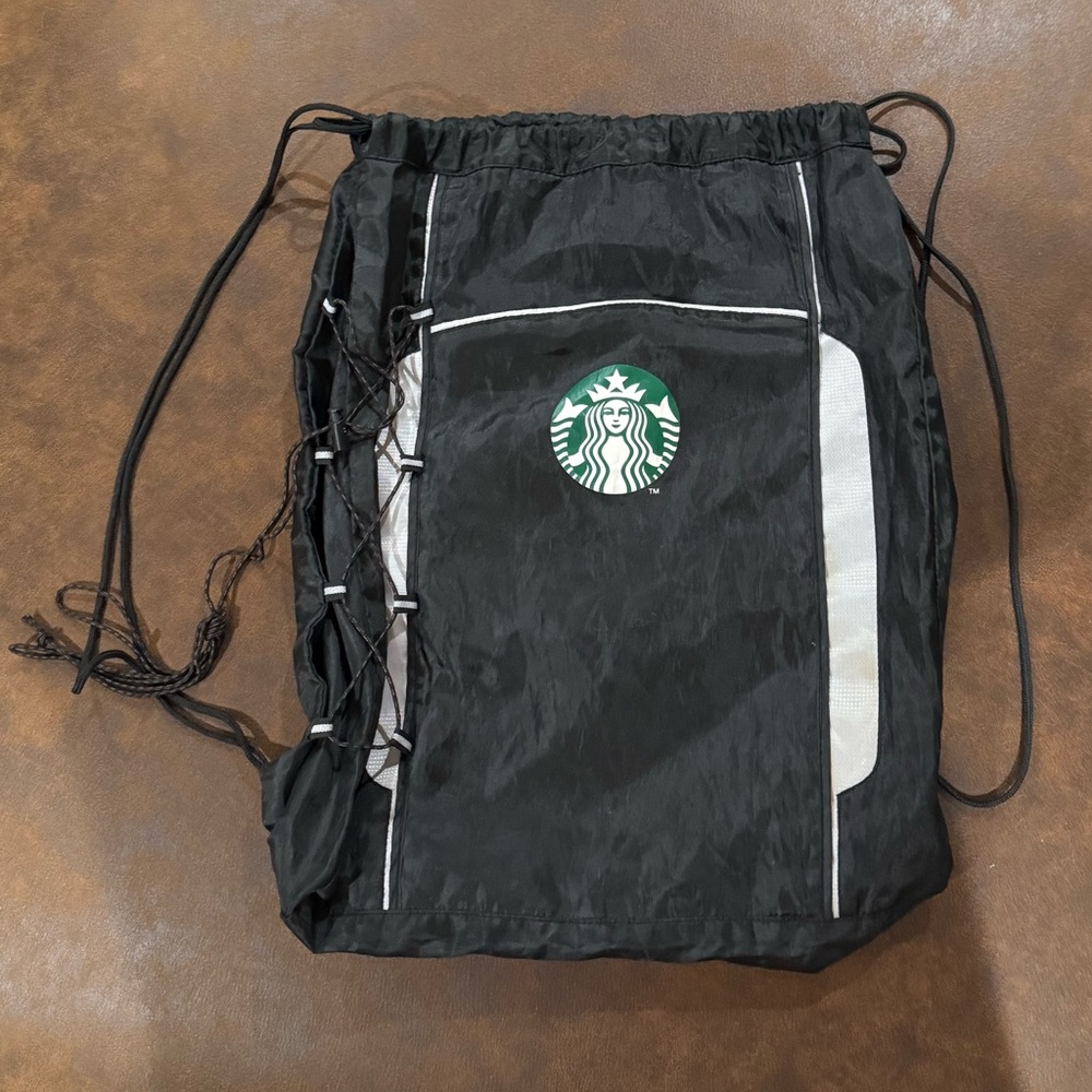 Black LE Starbucks Barista Drawstring Backpack